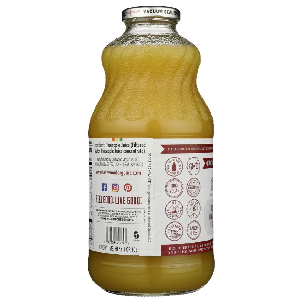 LAKEWOOD: Premium Pure Pineapple Juice, 32 fo - SMART GREENS