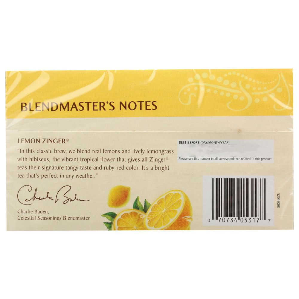 CELESTIAL SEASONINGS: Lemon Zinger Herbal Tea, 20 bg - SMART GREENS