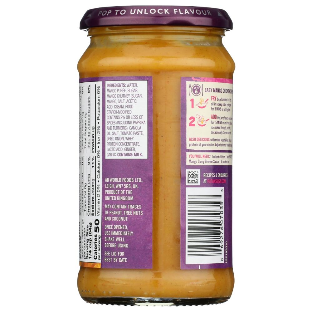 PATAKS: Mango Curry Simmer Sauce, 15 oz - SMART GREENS