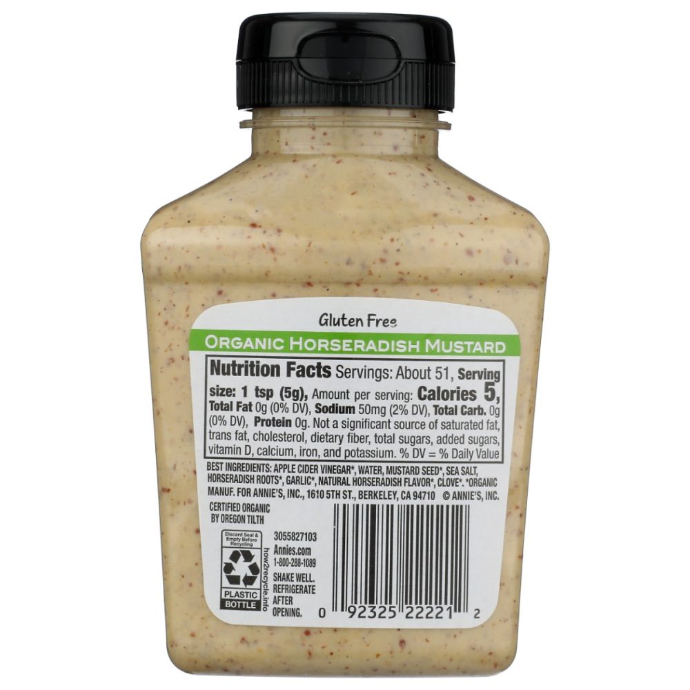 ANNIES HOMEGROWN: Organic Horseradish Mustard, 9 oz - SMART GREENS