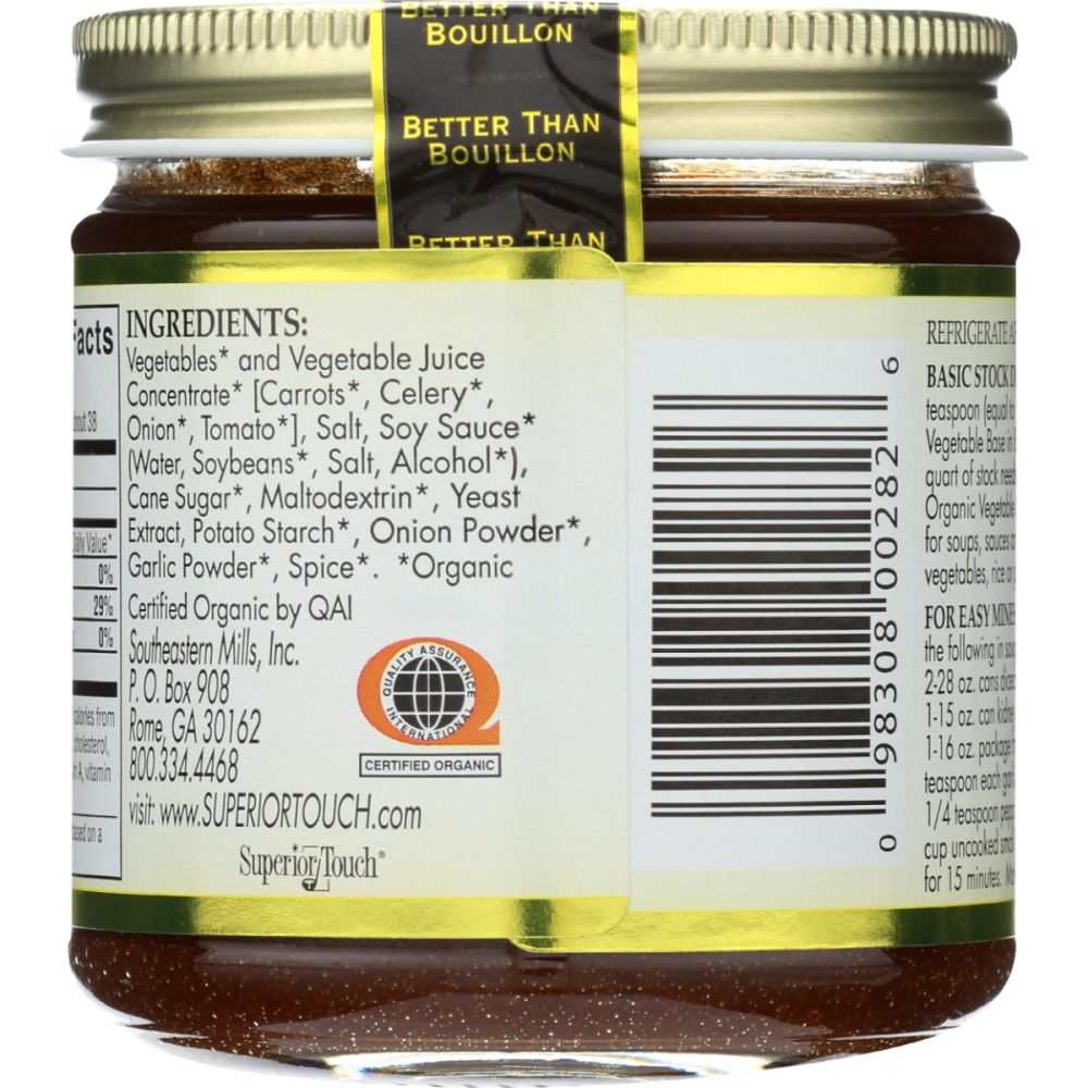 Better Than Bouillon Organic Seasoned Vegetable Base jar with vegetables and seasoning ingredients