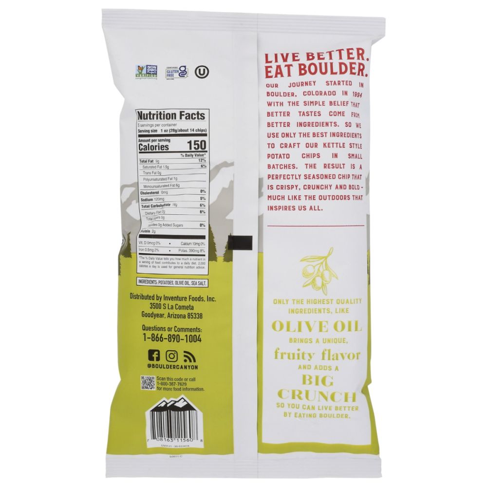 BOULDER CANYON: Olive Oil Classic Sea Salt Potato Chips, 5 oz - SMART GREENS