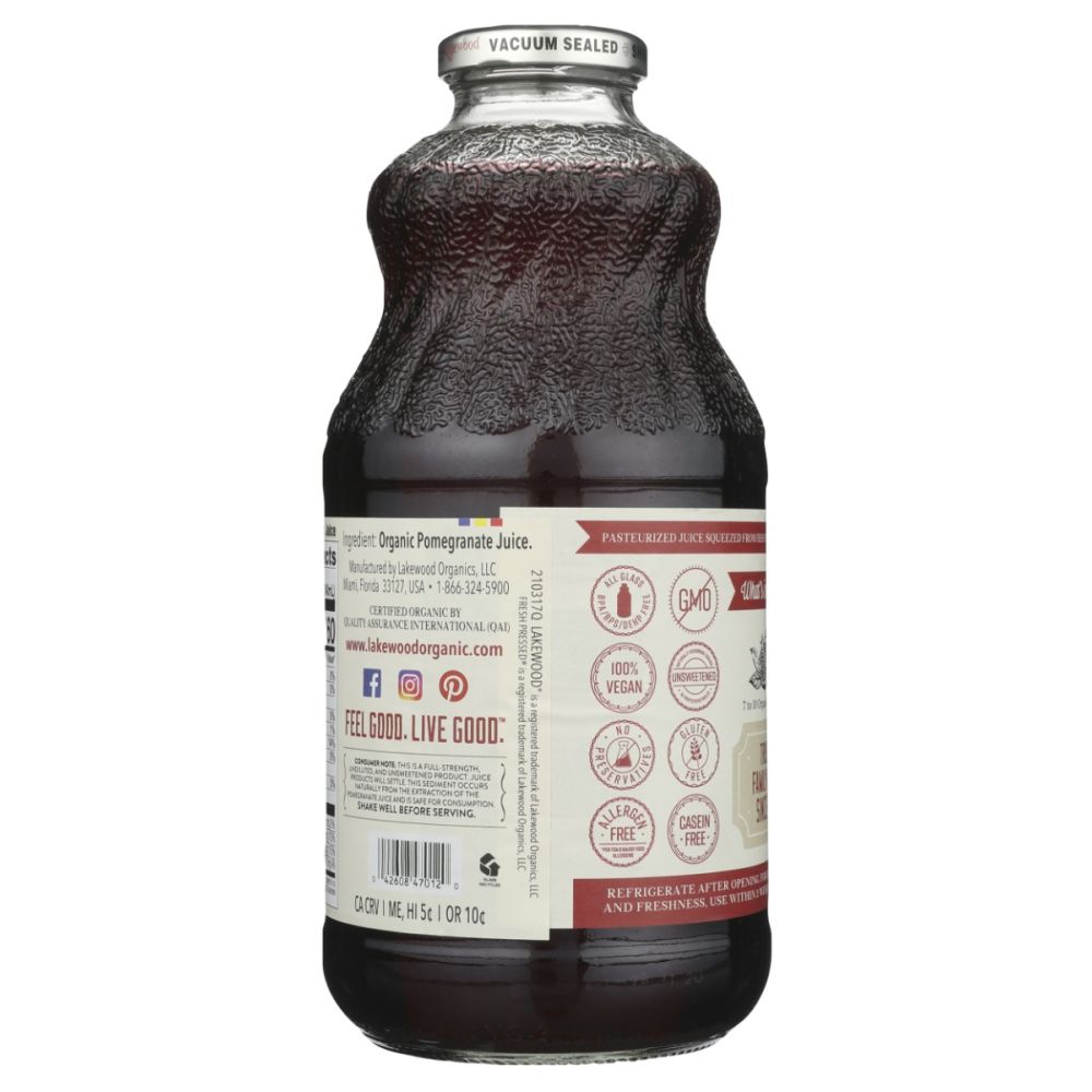 LAKEWOOD: Organic Pure Pomegranate Juice, 32 fo - SMART GREENS