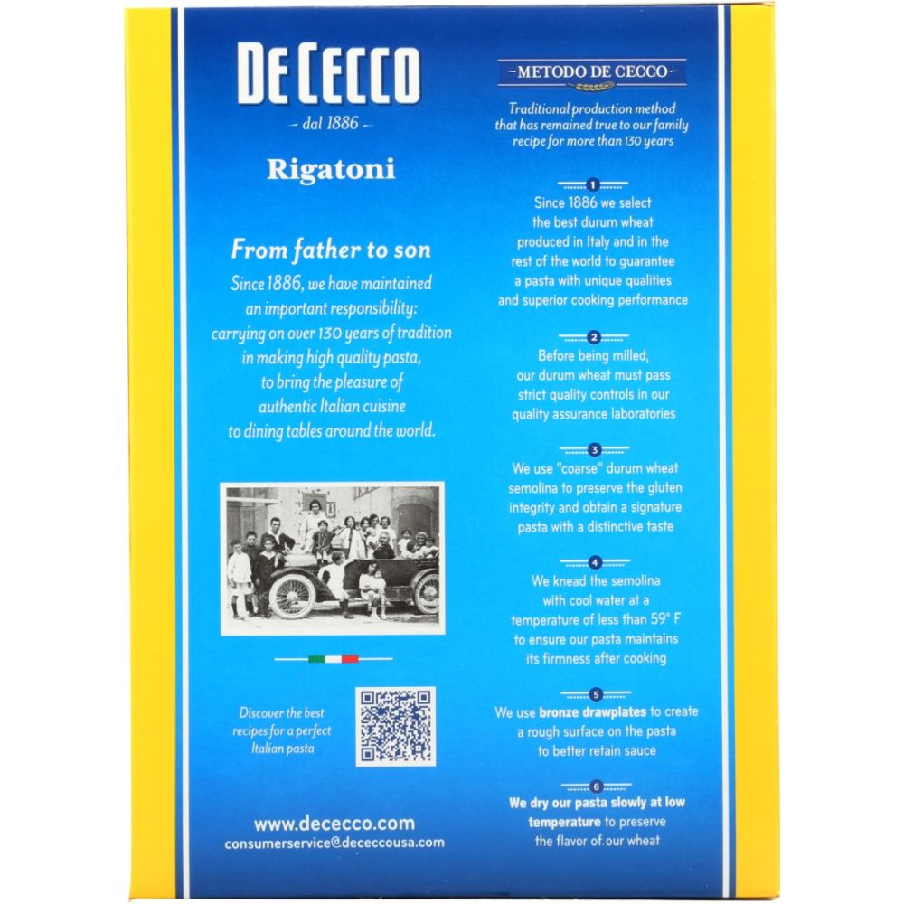 DE CECCO: Rigatoni No 24 Pasta, 16 oz - SMART GREENS