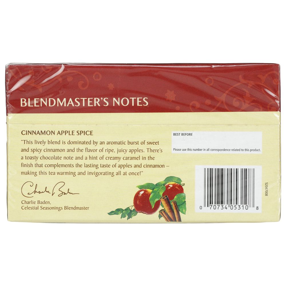 CELESTIAL SEASONINGS: Cinnamon Apple Spice Herbal Tea, 20 bg - SMART GREENS