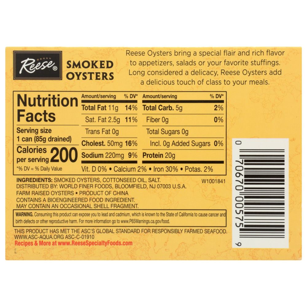 REESE: Petite Smoked Oysters, 3.7 oz - SMART GREENS