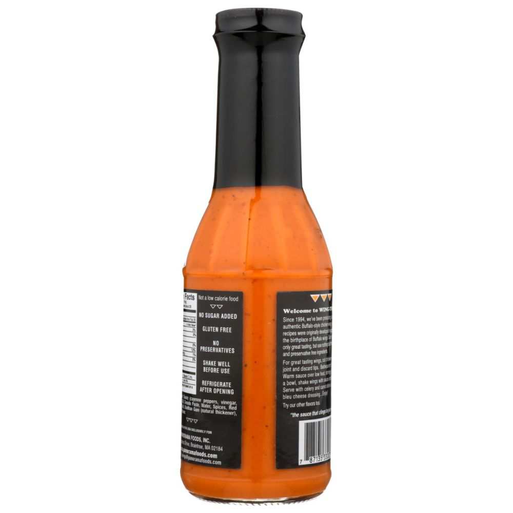 Buffalo Wing Sauce Hot 13 oz bottle with spicy buffalo wing sauce label
