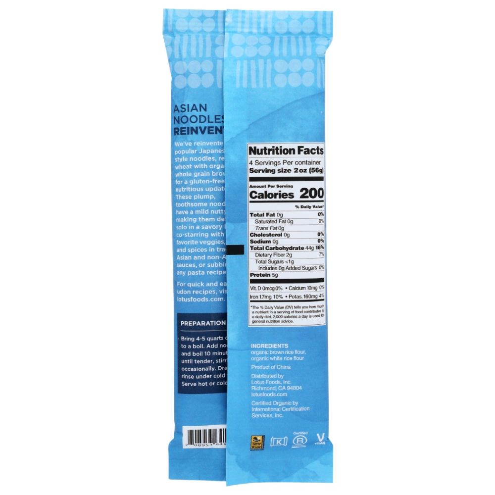 LOTUS FOODS: Organic Brown Udon Rice Noodles, 8 oz - SMART GREENS