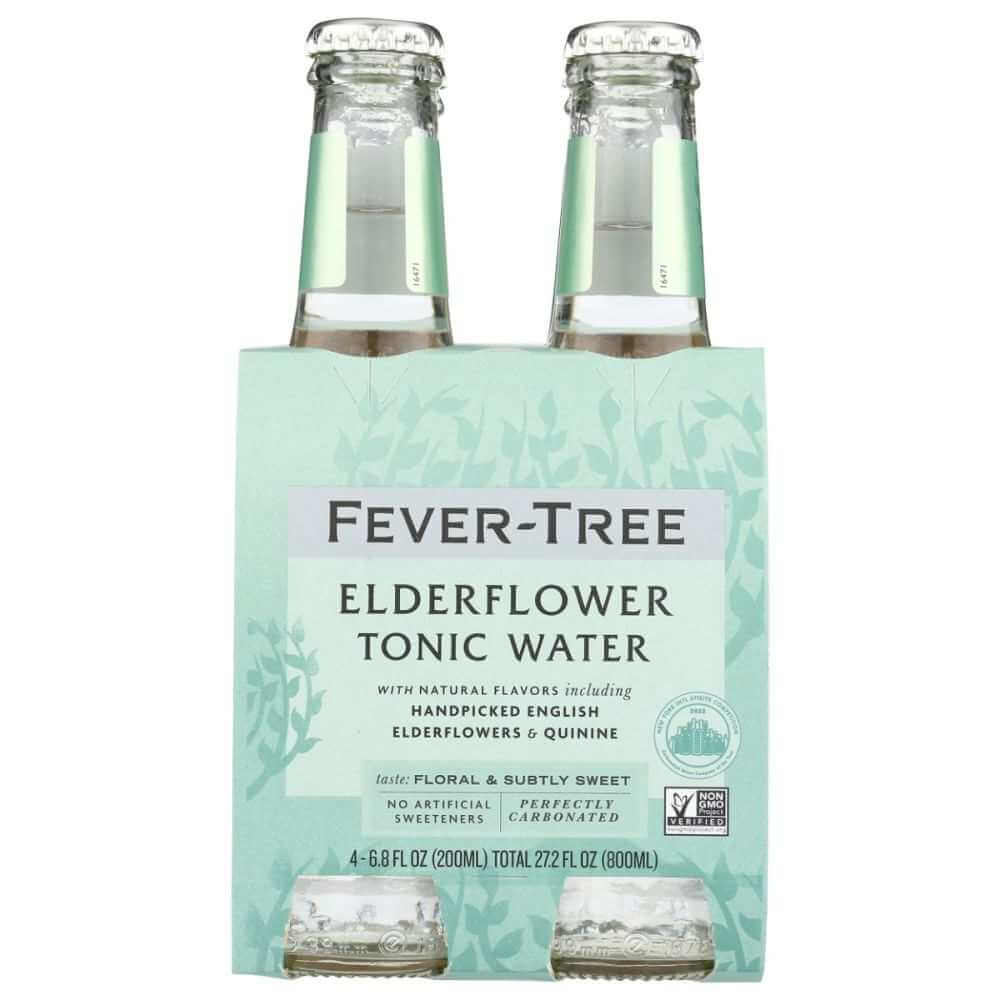 Fever-Tree elderflower tonic water 4-pack, floral sparkling drink, glass bottles