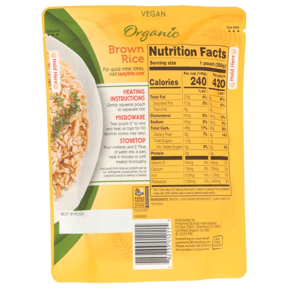 TASTY BITE: Organic Brown Rice, 8.8 oz - SMART GREENS