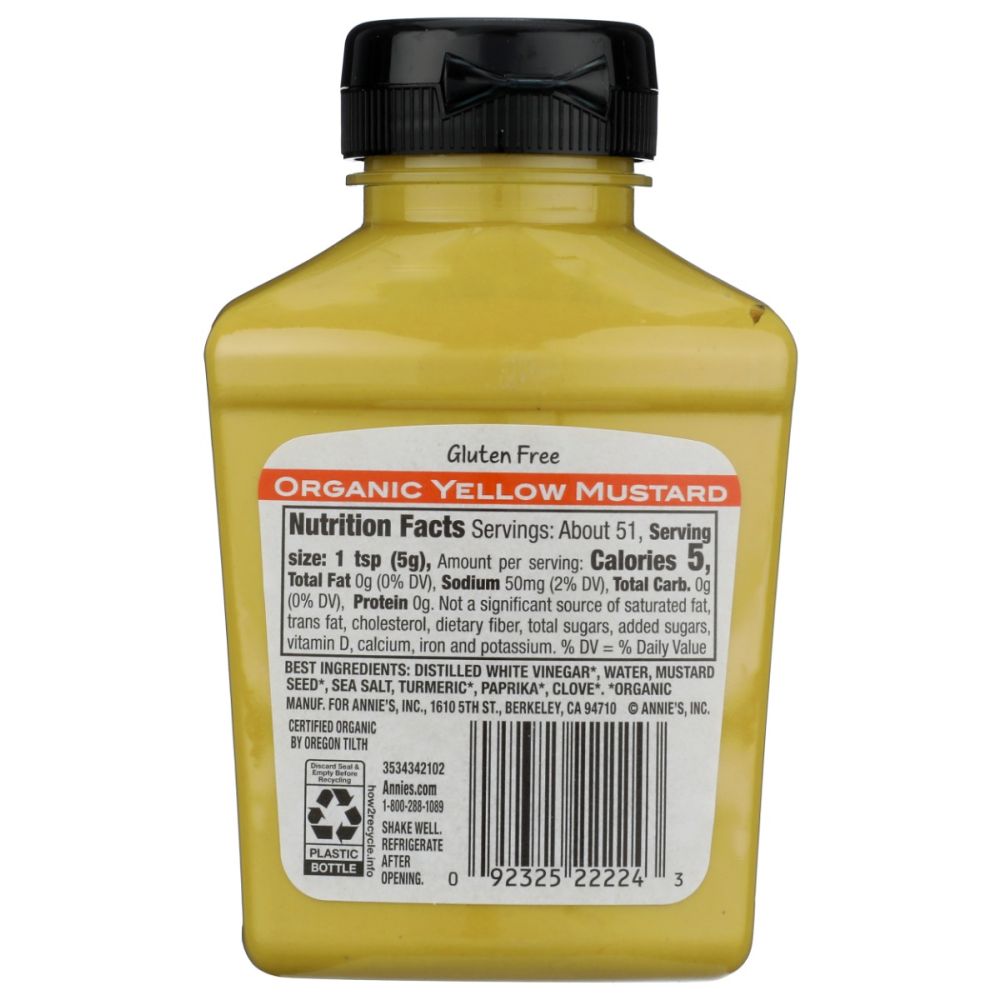ANNIES HOMEGROWN: Organic Yellow Mustard, 9 oz - SMART GREENS
