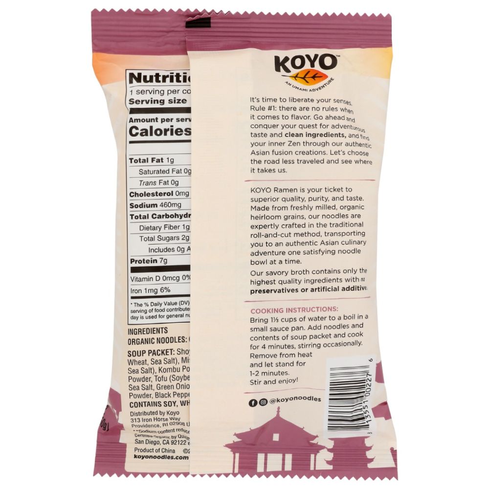 KOYO: Tofu Miso Ramen Reduced Sodium, 2 oz - SMART GREENS