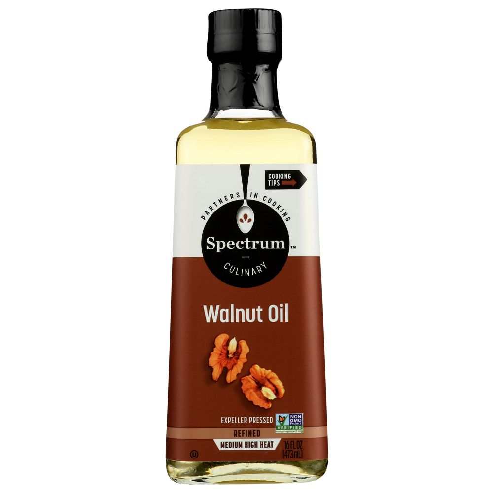 Spectrum Naturals Walnut Oil 16 oz bottle for gourmet cooking and health benefits