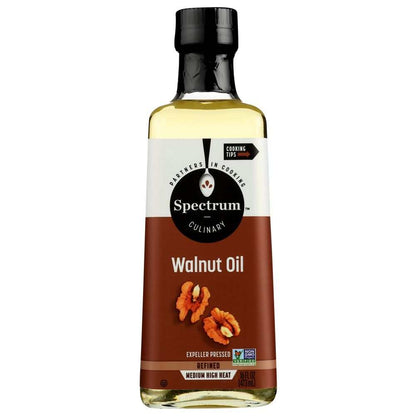 Spectrum Naturals Walnut Oil 16 oz bottle for gourmet cooking and health benefits