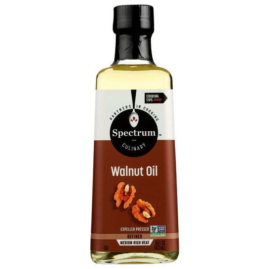 Spectrum Naturals Walnut Oil 16 oz bottle for gourmet cooking and health benefits