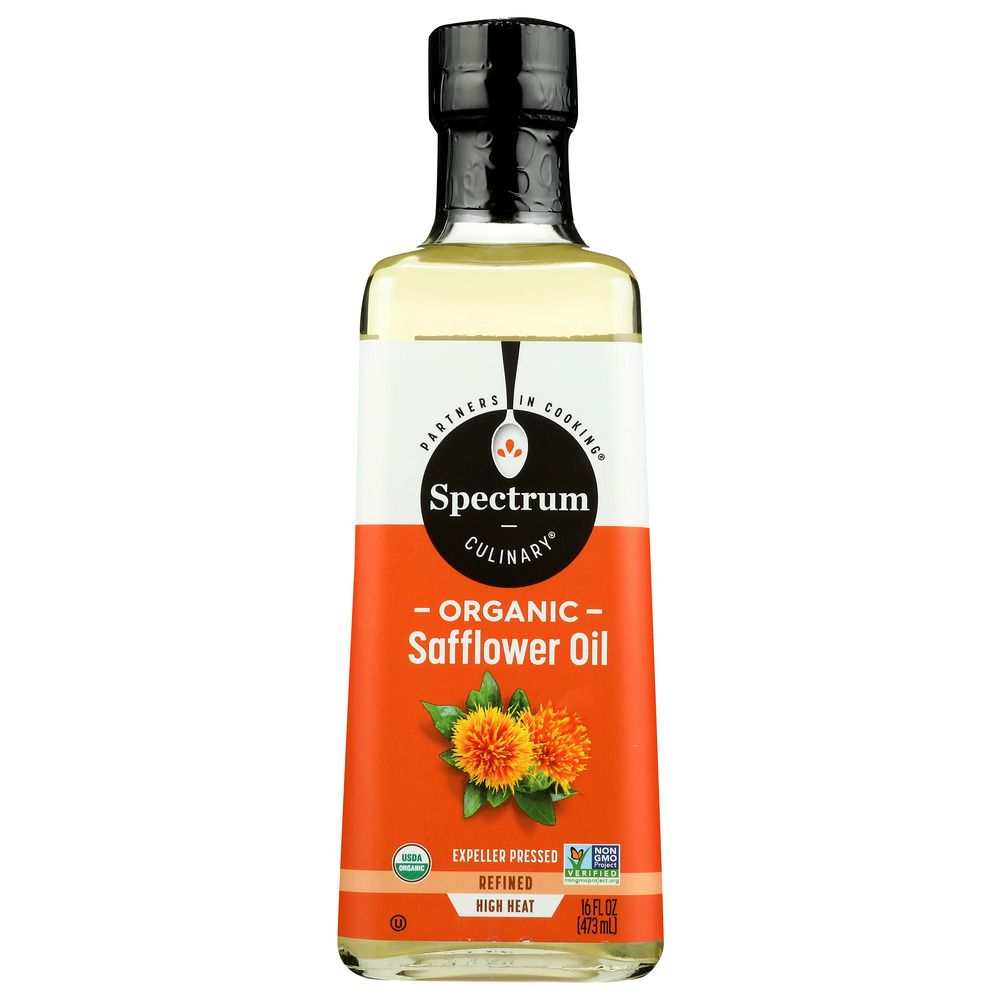 SPECTRUM NATURALS Organic Safflower Oil 16 oz bottle for high heat cooking