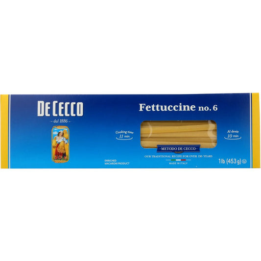 DE CECCO: 6 Fettuccine Pasta, 16 oz - SMART GREENS