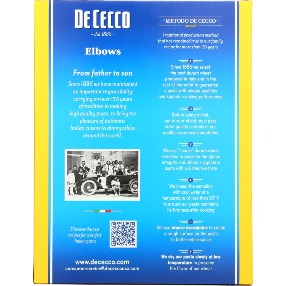 DE CECCO: Pasta Elbows, 16 oz - SMART GREENS