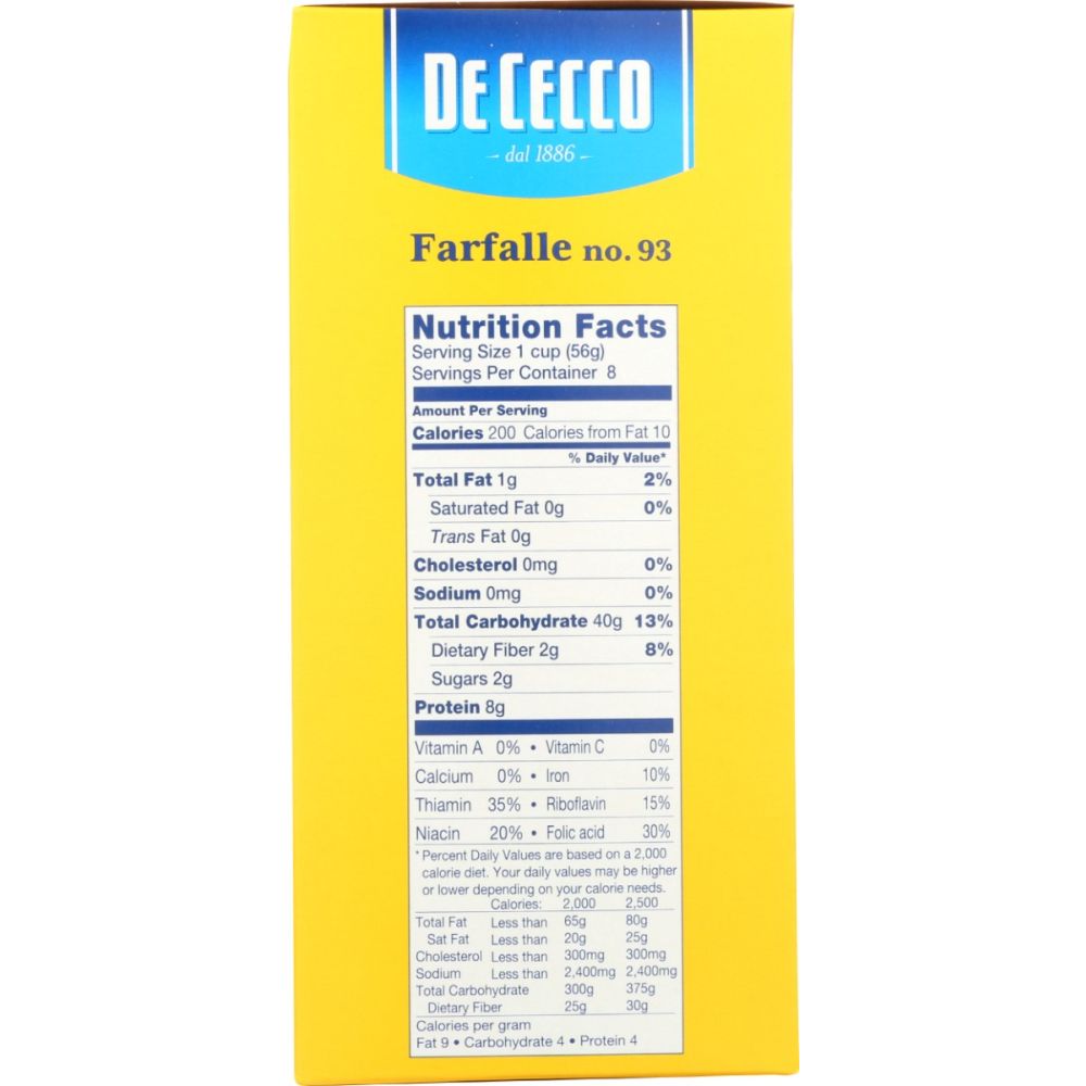DE CECCO: Pasta Farfalle, 16 oz - SMART GREENS