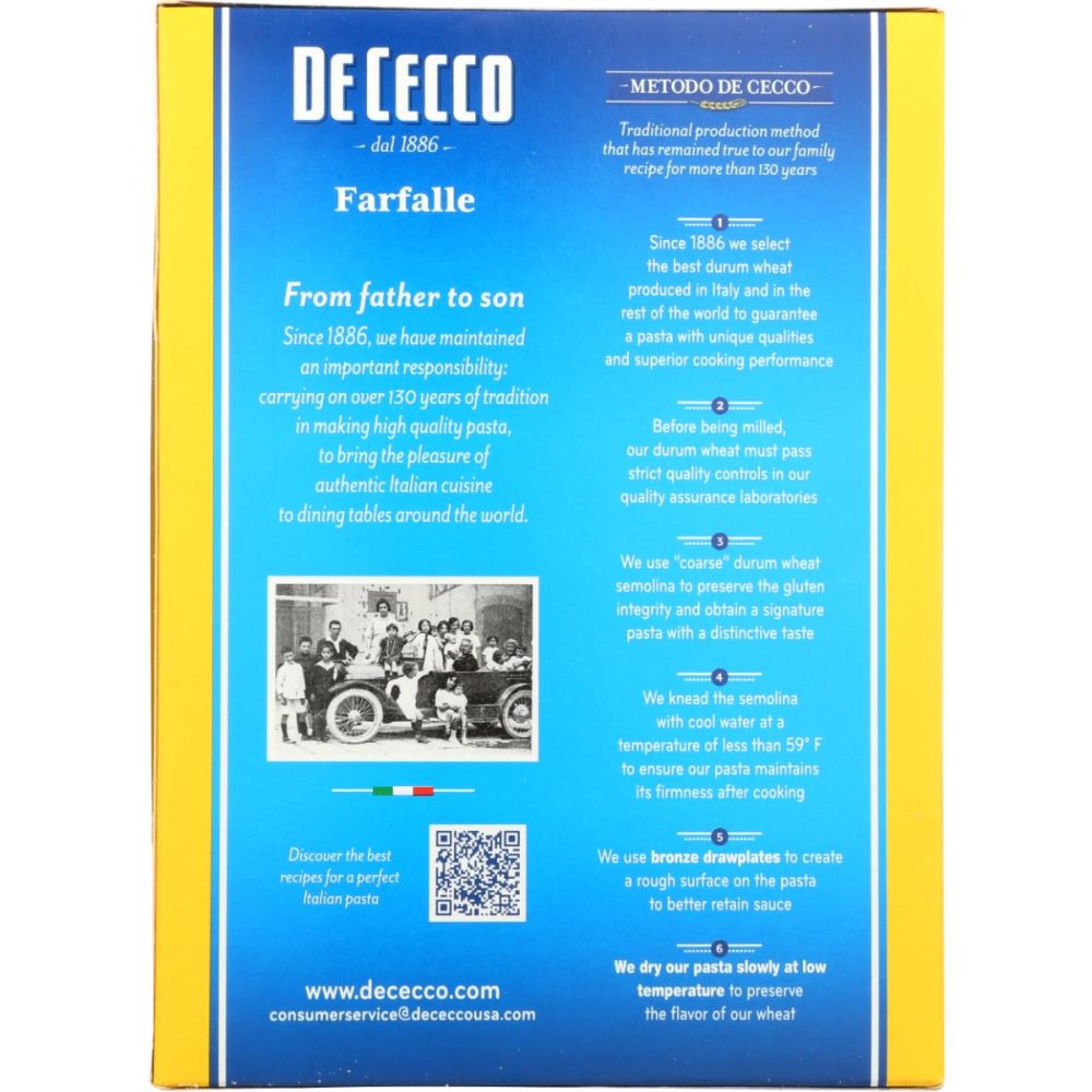 DE CECCO: Pasta Farfalle, 16 oz - SMART GREENS