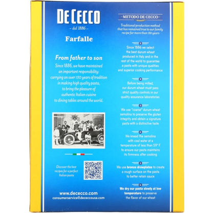 DE CECCO: Pasta Farfalle, 16 oz - SMART GREENS