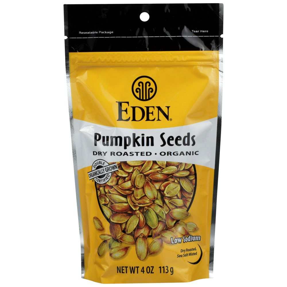 EDEN FOODS Seed Pumpkin Dry Roasted 4 oz healthy crunchy snack with protein and fiber