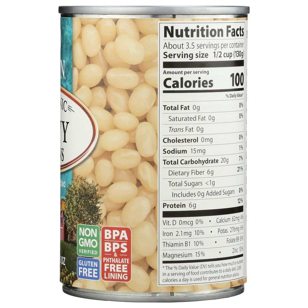 EDEN FOODS organic navy beans 15 oz can with no salt added in BPA-free packaging
