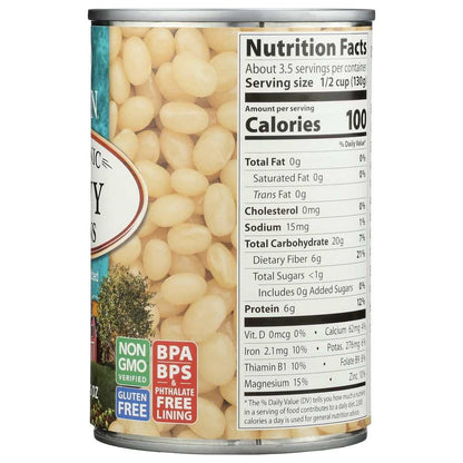 EDEN FOODS organic navy beans 15 oz can with no salt added in BPA-free packaging