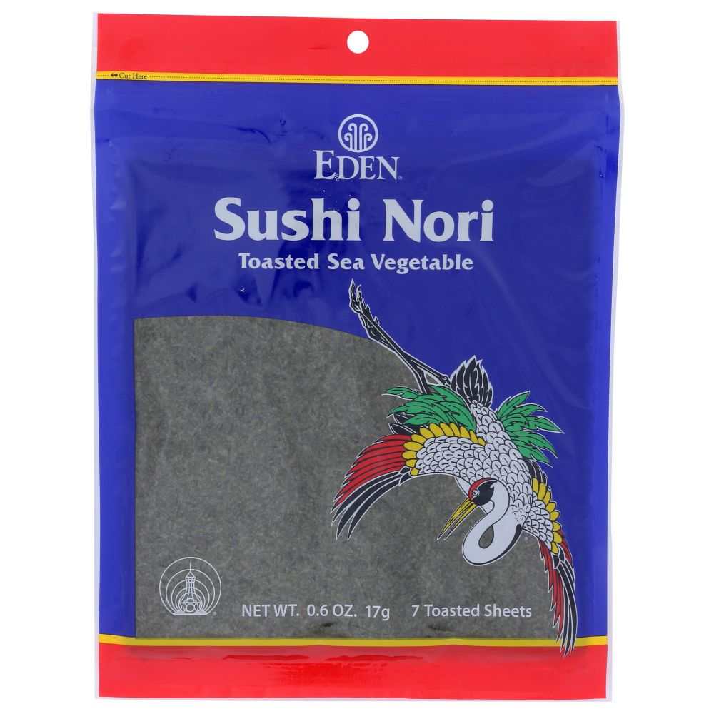 EDEN FOODS Sushi Nori 7 Sheets package with toasted nori sheets for sushi and rice balls