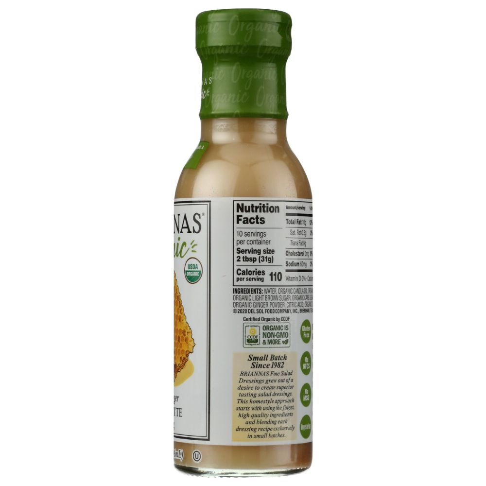 BRIANNAS: Dressing Honey Ginger Vinaigrette, 10 oz - SMART GREENS