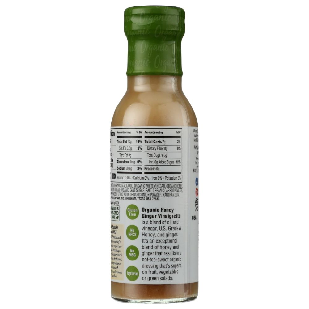BRIANNAS: Dressing Honey Ginger Vinaigrette, 10 oz - SMART GREENS