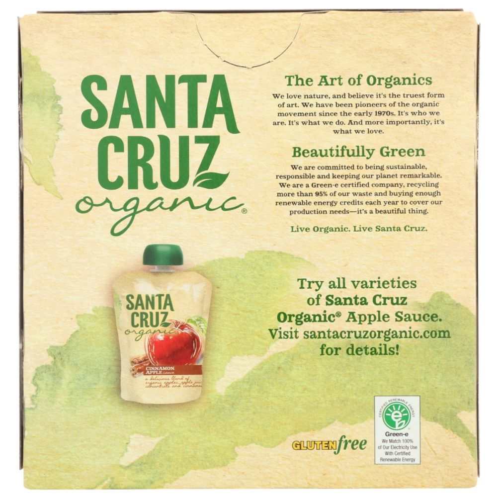 SANTA CRUZ Organic Cinnamon Apple Sauce 3.2oz pouches pack