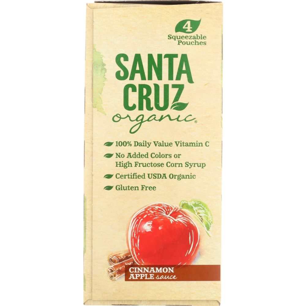 SANTA CRUZ Organic Cinnamon Apple Sauce 3.2oz pouches with vitamin C, USDA organic, Non-GMO
