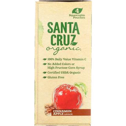 SANTA CRUZ Organic Cinnamon Apple Sauce 3.2oz pouches with vitamin C, USDA organic, Non-GMO