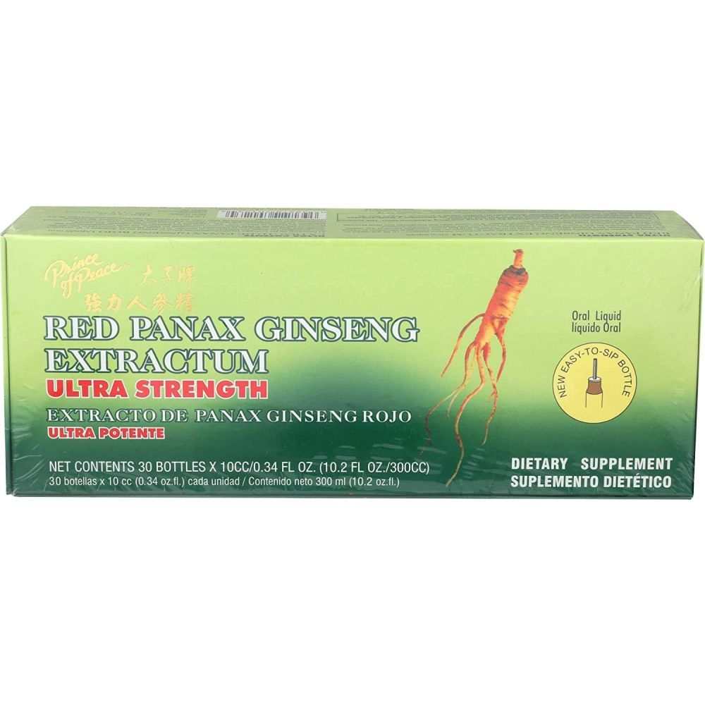 PRINCE OF PEACE Red Panax Ginseng Extractum Ultra Strength 30 Bottles packaging with ginseng roots image