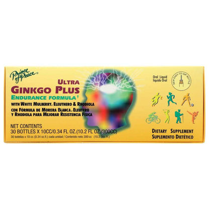 PRINCE OF PEACE Ginkgo Plus Endurance Formula supplement bottle with natural ingredient benefits for athletes