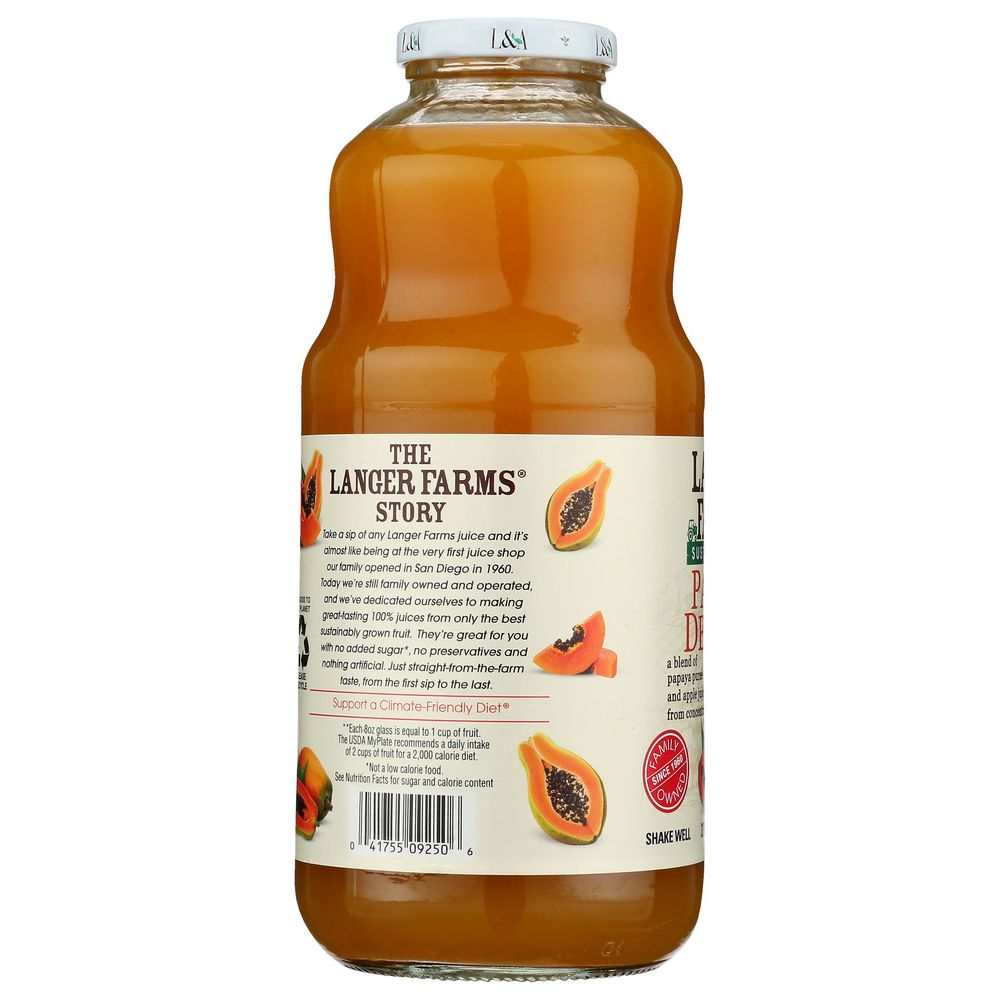L & A JUICE Papaya Delight 32 oz bottle made with 100% natural fruit juice
