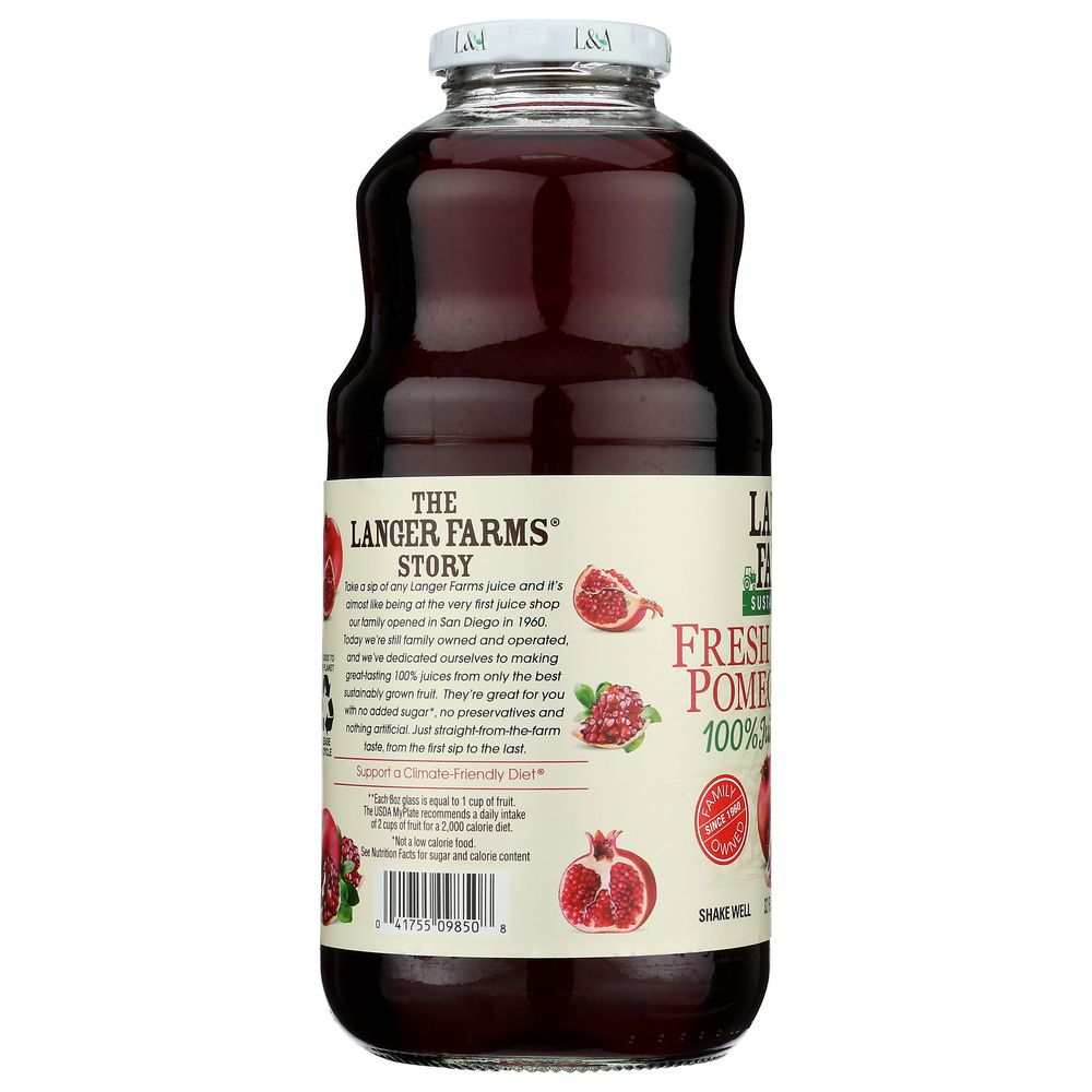 L & A JUICE 32 oz all pomegranate juice bottle from Langer Farms