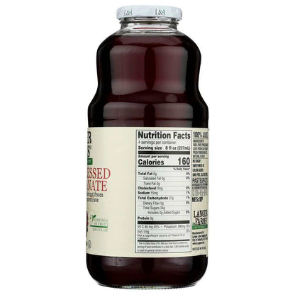 L & A JUICE 32 oz all pomegranate juice bottle from Langer Farms family-owned brand