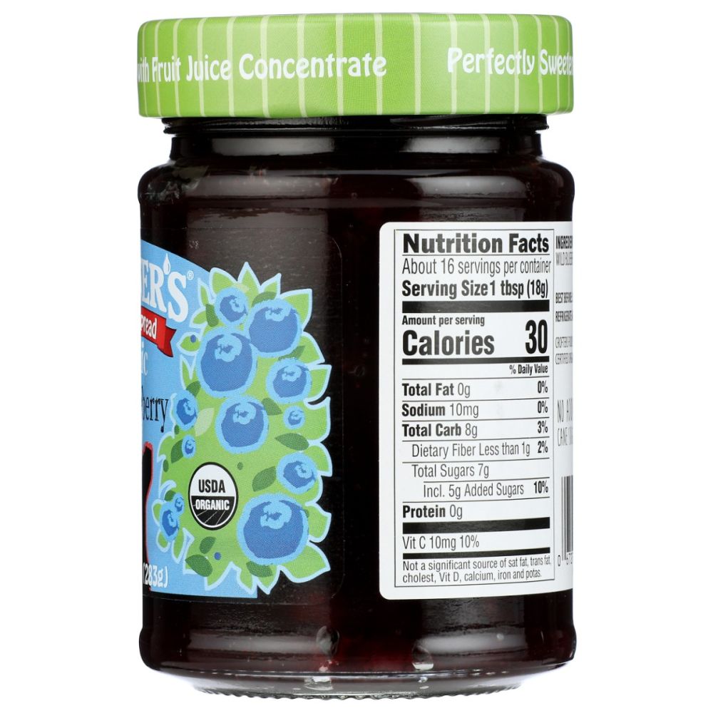 CROFTERS: Organic Blueberry Fruit Spread, 10 oz - SMART GREENS