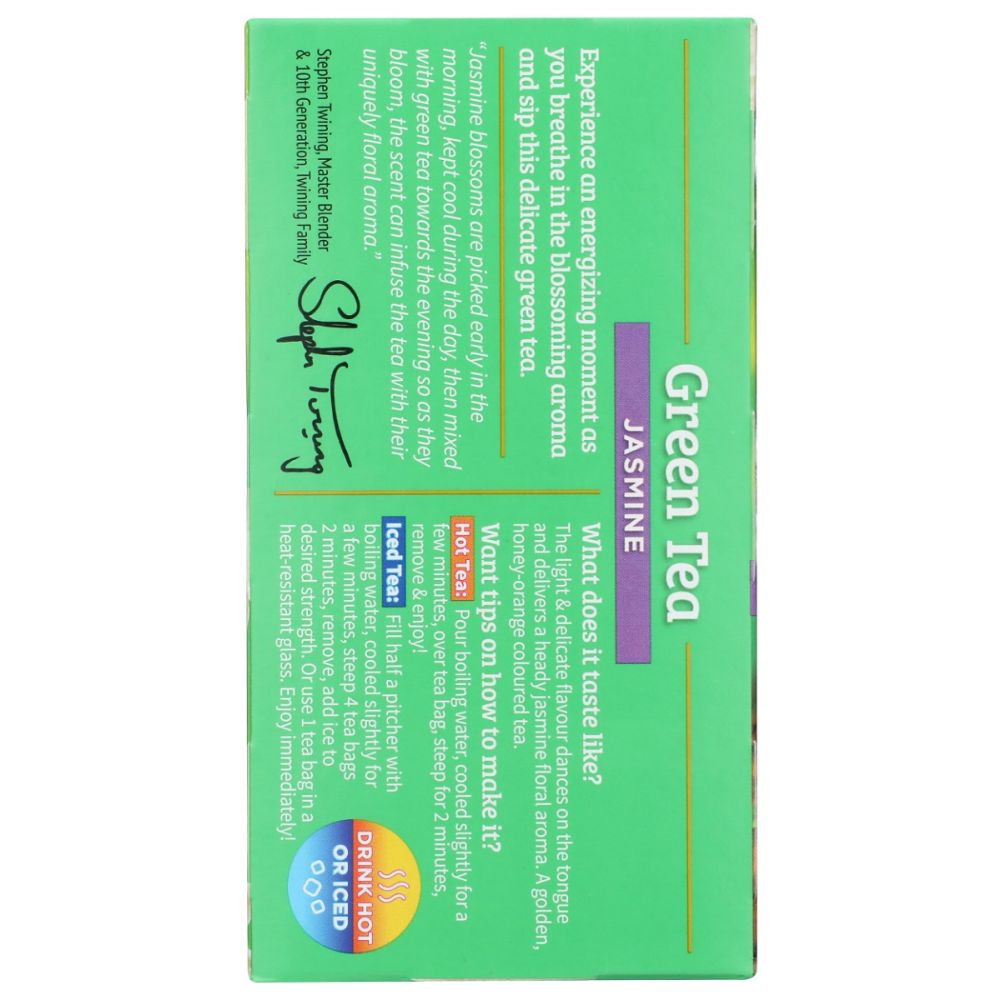 TWININGS OF LONDON: Green Tea Jasmine, 20 Tea Bags, 1.41 Oz - SMART GREENS