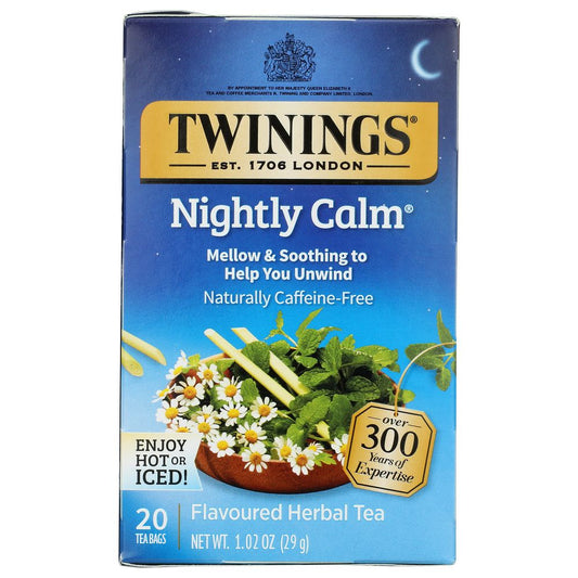 TWININGS: Herbal Tea Bedtime Blend Naturally Caffeine Free 20 bag, 1.02 oz - SMART GREENS