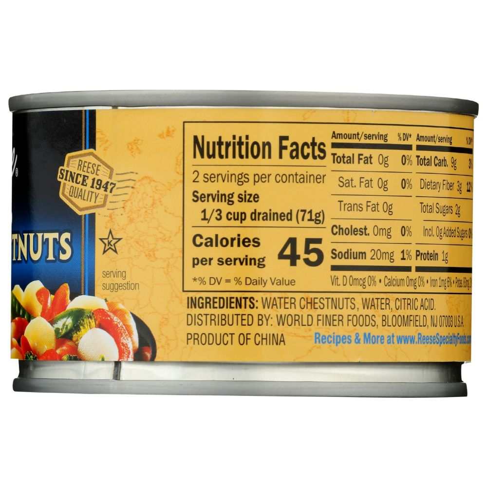 REESE sliced water chestnuts 8 oz container for Asian cuisine