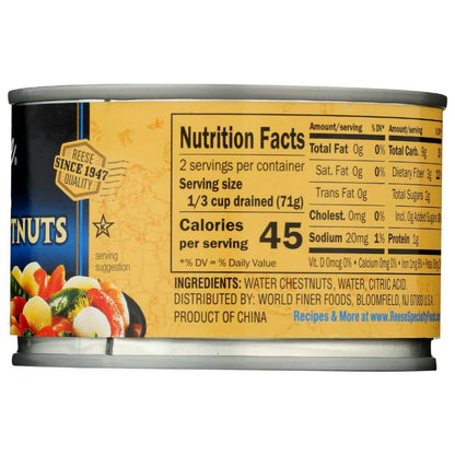 REESE sliced water chestnuts 8 oz container for Asian cuisine