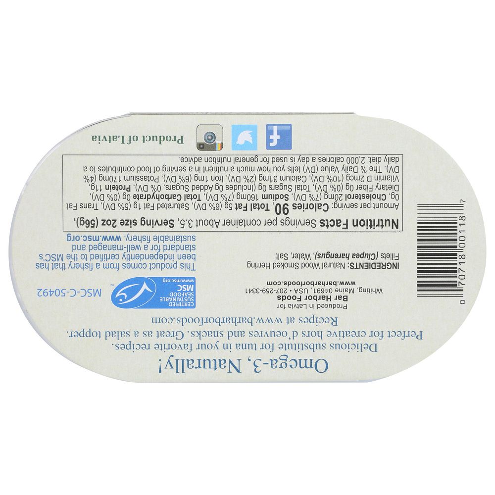 BAR HARBOR: All Natural Smoked Wild Kippers 6.7 oz - SMART GREENS