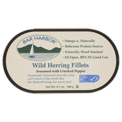 BAR HARBOR: Wild Herring Fillet Seasoned With Cracked Pepper, 6.7 oz - SMART GREENS