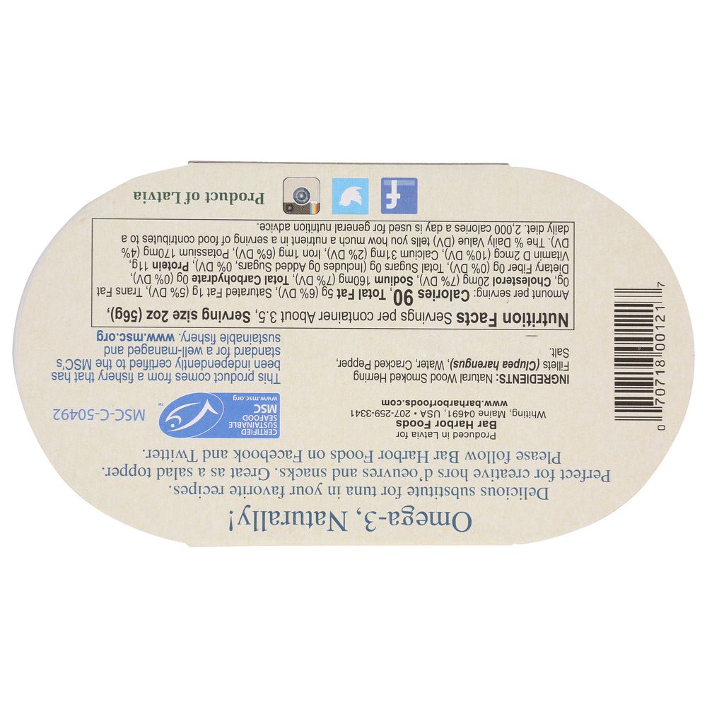 BAR HARBOR: Wild Herring Fillet Seasoned With Cracked Pepper, 6.7 oz - SMART GREENS