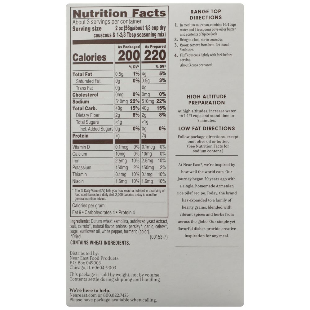 NEAR EAST: Couscous Mix Herbed Chicken Flavor, 5.7 Oz - SMART GREENS