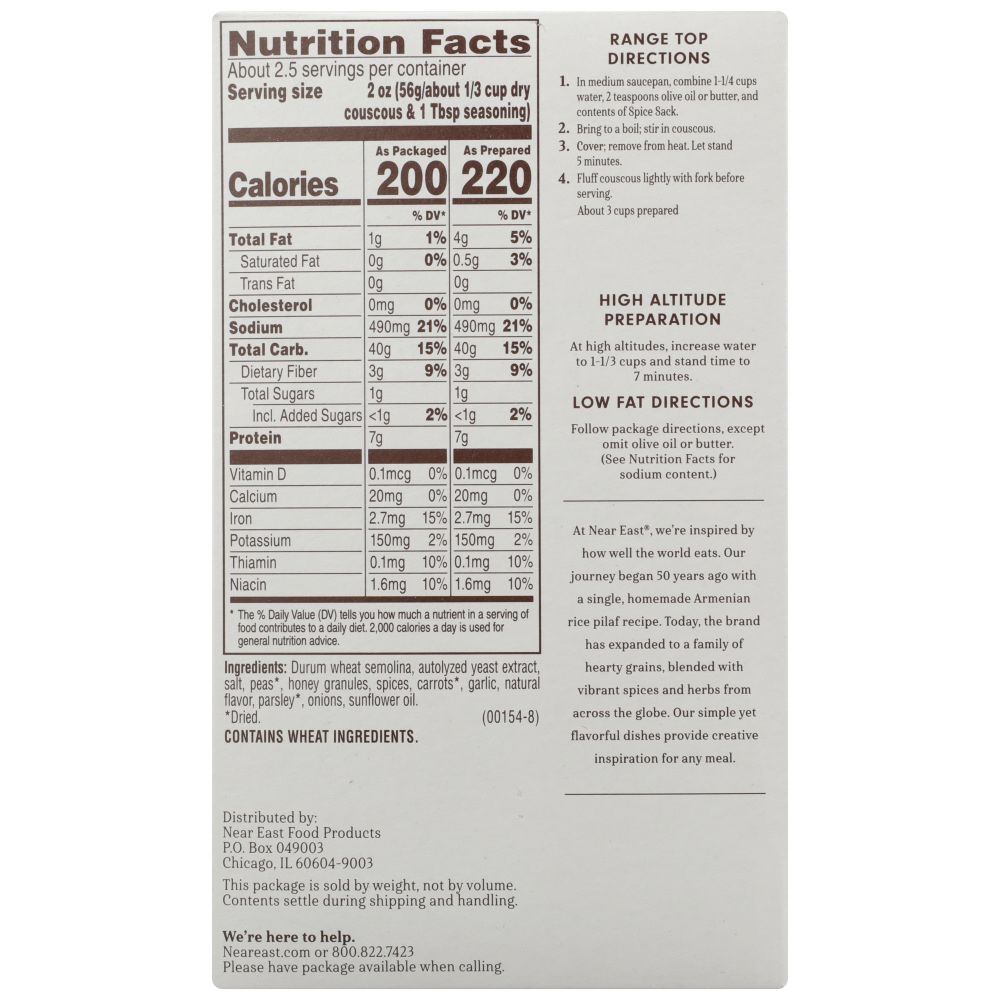 NEAR EAST: Couscous Mediterranean Curry, 5.7 oz - SMART GREENS