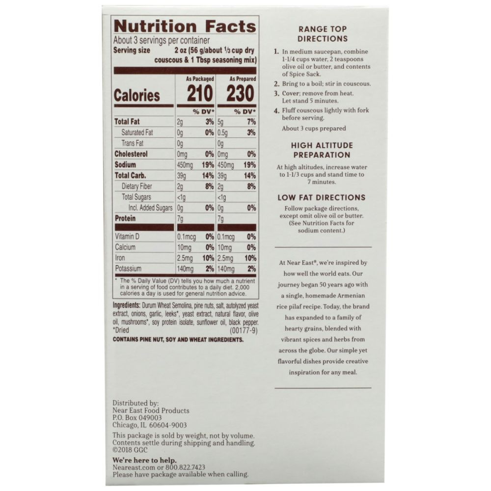 NEAR EAST: Couscous Mix Toasted Pine Nut, 5.6 Oz - SMART GREENS